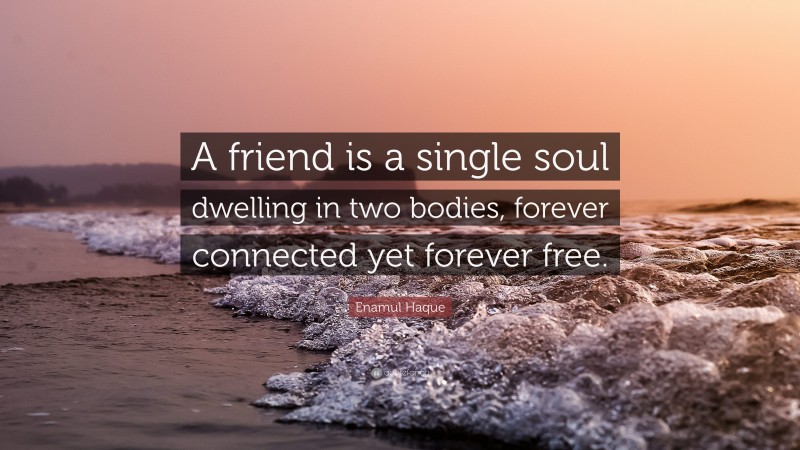Enamul Haque Quote: “A friend is a single soul dwelling in two bodies, forever connected yet forever free.”