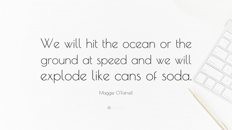 Maggie O'Farrell Quote: “We will hit the ocean or the ground at speed and we will explode like cans of soda.”