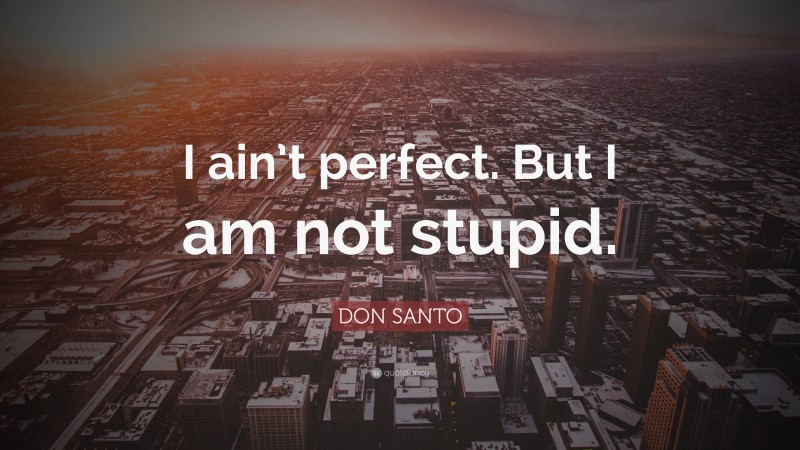 DON SANTO Quote: “I ain’t perfect. But I am not stupid.”