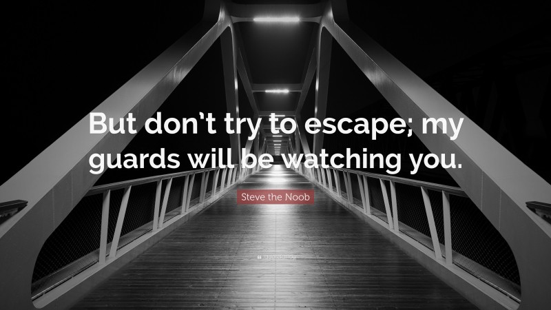 Steve the Noob Quote: “But don’t try to escape; my guards will be watching you.”