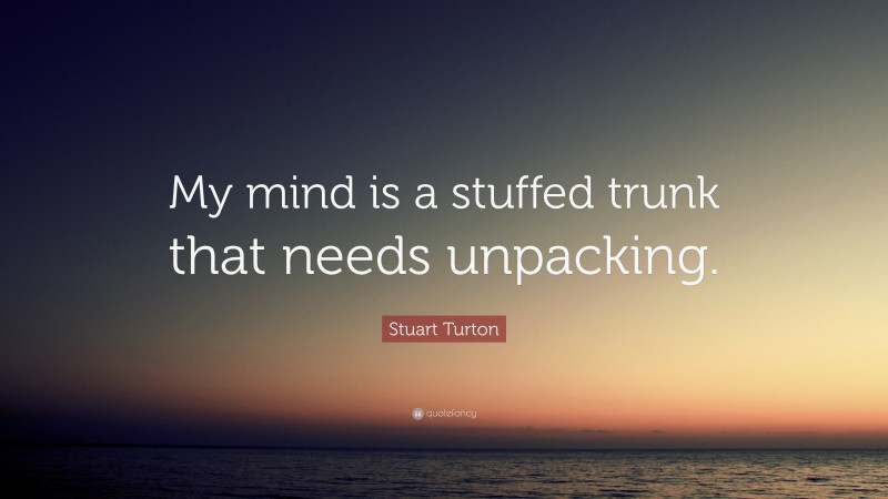 Stuart Turton Quote: “My mind is a stuffed trunk that needs unpacking.”