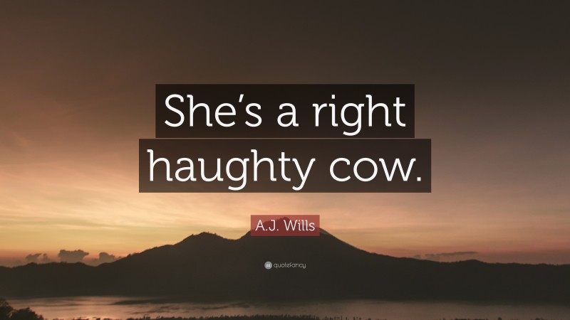 A.J. Wills Quote: “She’s a right haughty cow.”