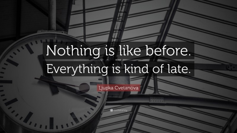 Ljupka Cvetanova Quote: “Nothing is like before. Everything is kind of late.”