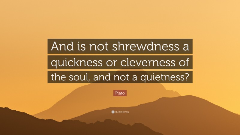 Plato Quote: “And is not shrewdness a quickness or cleverness of the soul, and not a quietness?”
