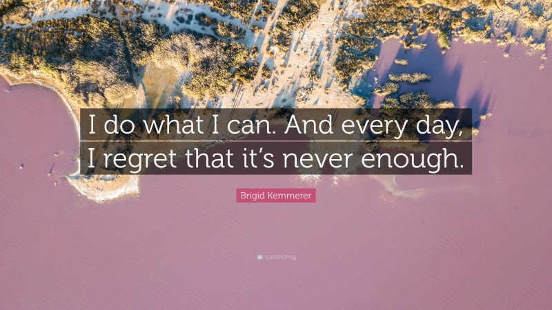 Brigid Kemmerer Quote: “I do what I can. And every day, I regret that it’s never enough.”
