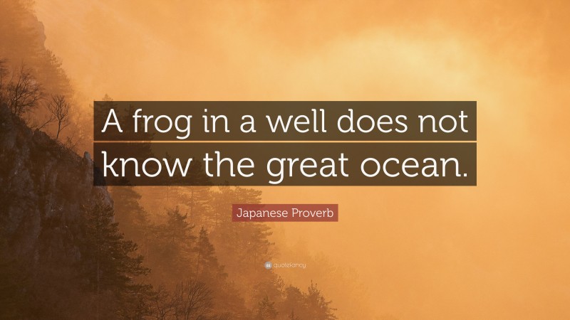 Japanese Proverb Quote: “A frog in a well does not know the great ocean.”