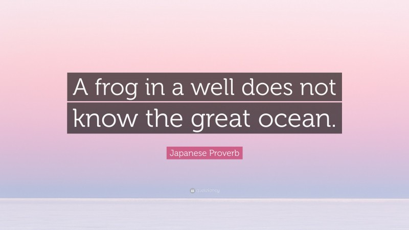 Japanese Proverb Quote: “A frog in a well does not know the great ocean.”