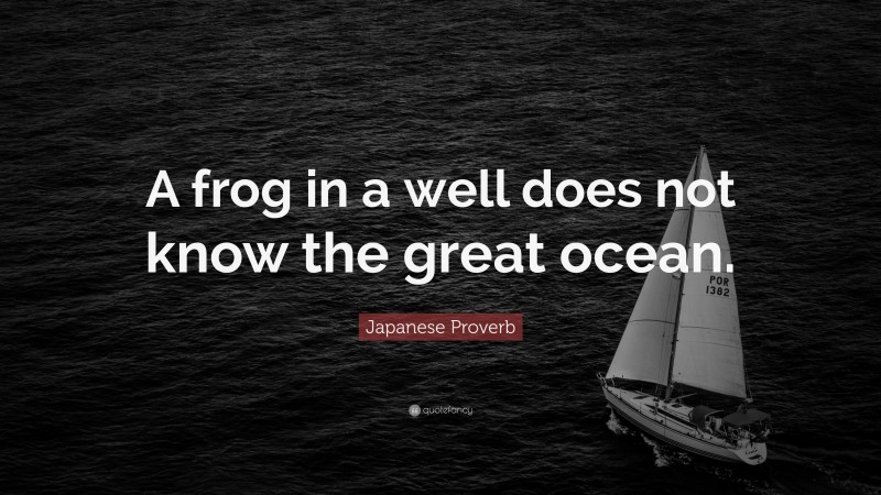 Japanese Proverb Quote: “A frog in a well does not know the great ocean.”