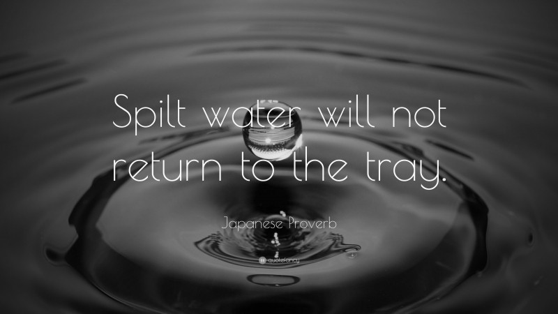 Japanese Proverb Quote: “Spilt water will not return to the tray.”