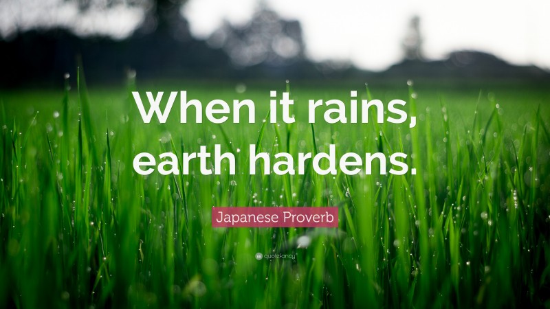 Japanese Proverb Quote: “When it rains, earth hardens.”