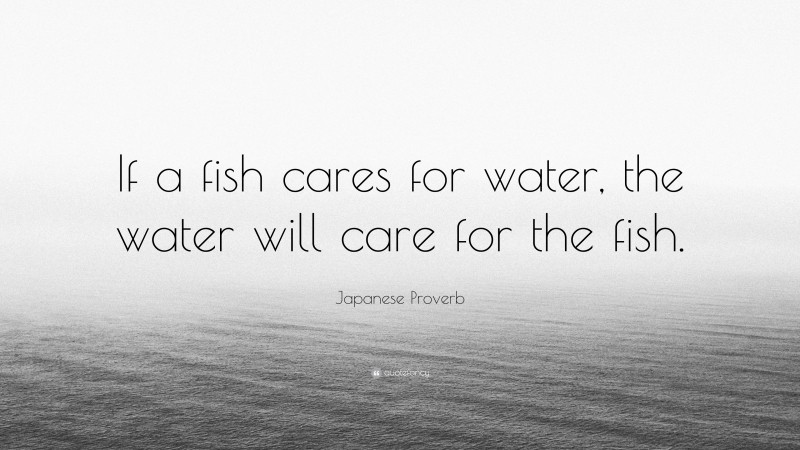 Japanese Proverb Quote: “If a fish cares for water, the water will care for the fish.”