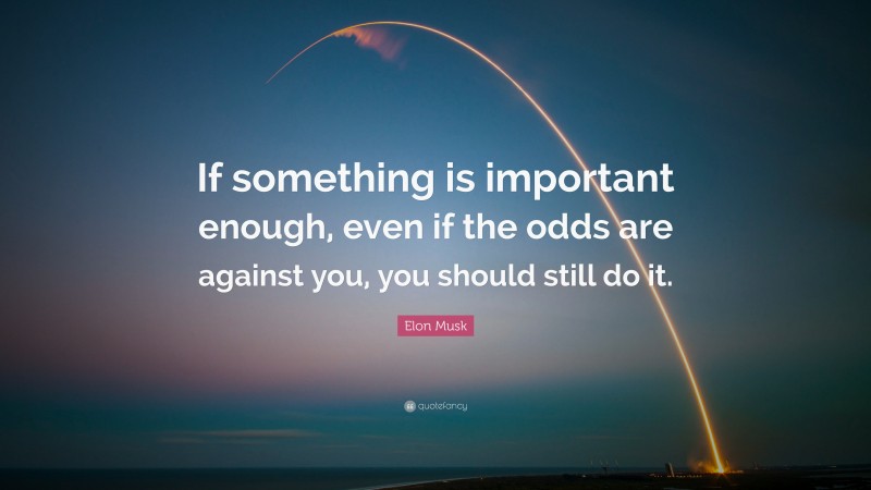 Elon Musk Quote: “If something is important enough, even if the odds are against you, you should still do it.”