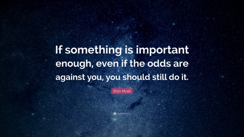 Elon Musk Quote: “If something is important enough, even if the odds are against you, you should still do it.”