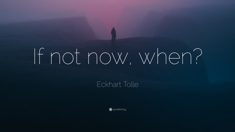 Eckhart Tolle Quote: “If not now, when?”