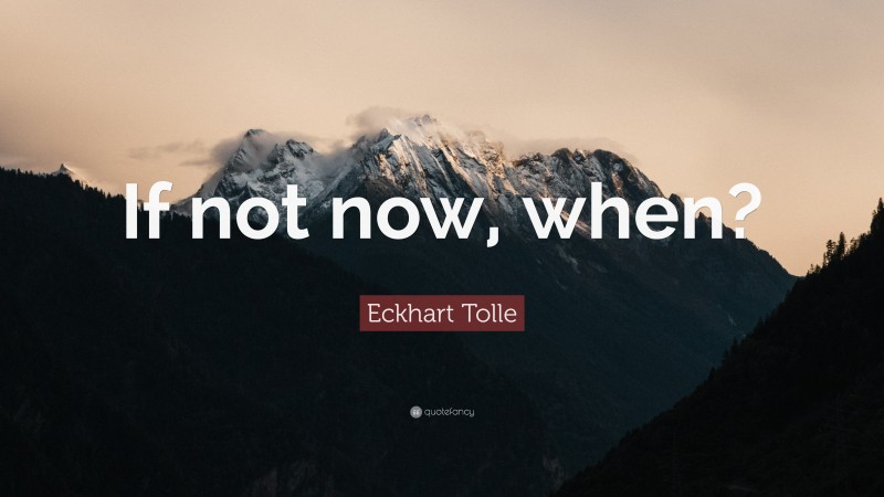 Eckhart Tolle Quote: “If not now, when?”