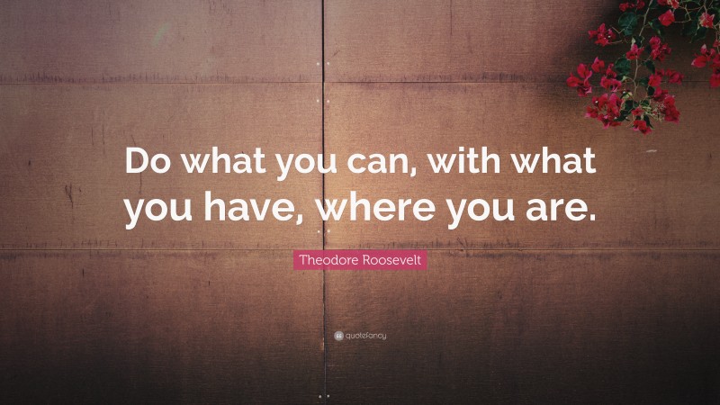 Theodore Roosevelt Quote: “Do what you can, with what you have, where ...