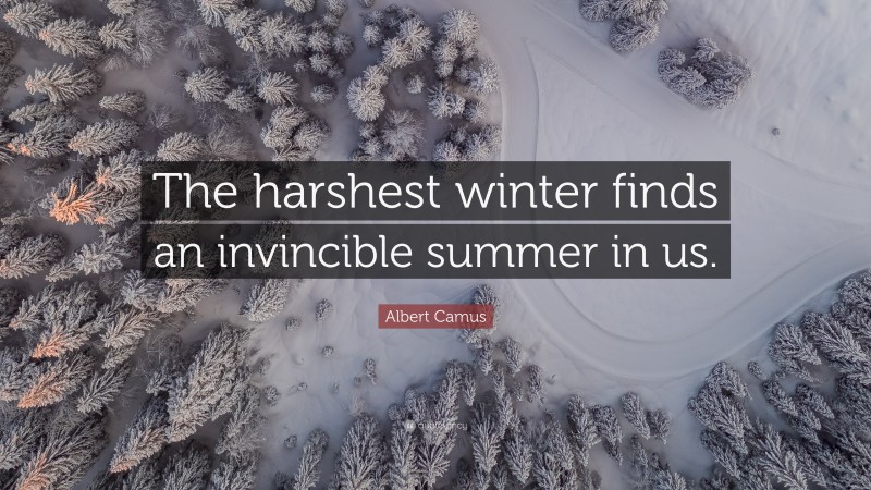 Albert Camus Quote: “The harshest winter finds an invincible summer in us.”