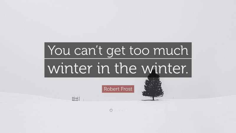 Robert Frost Quote: “You can’t get too much winter in the winter.”