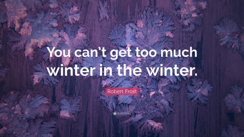 Robert Frost Quote: “You can’t get too much winter in the winter.”