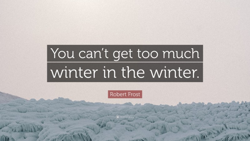 Robert Frost Quote: “You can’t get too much winter in the winter.”