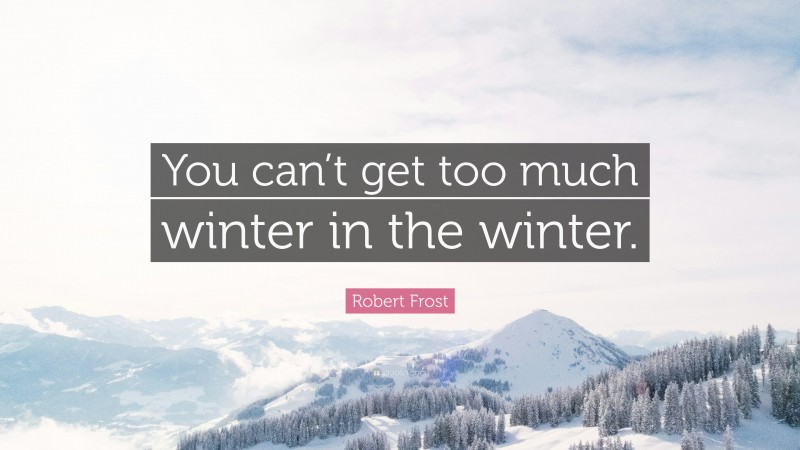 Robert Frost Quote: “You can’t get too much winter in the winter.”