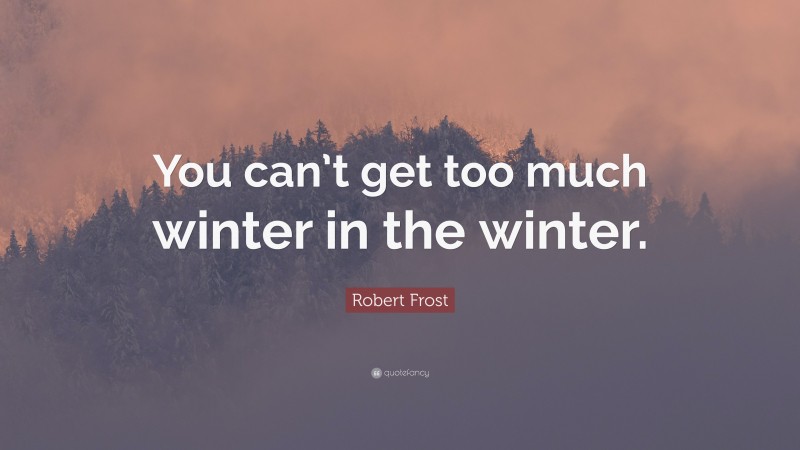 Robert Frost Quote: “You can’t get too much winter in the winter.”