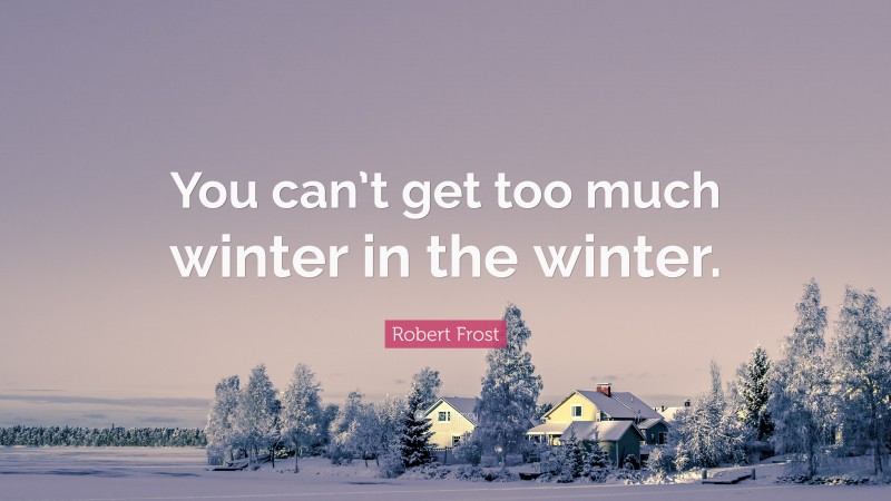Robert Frost Quote: “You can’t get too much winter in the winter.”
