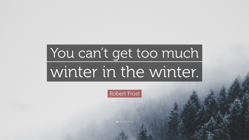 Robert Frost Quote: “You can’t get too much winter in the winter.”