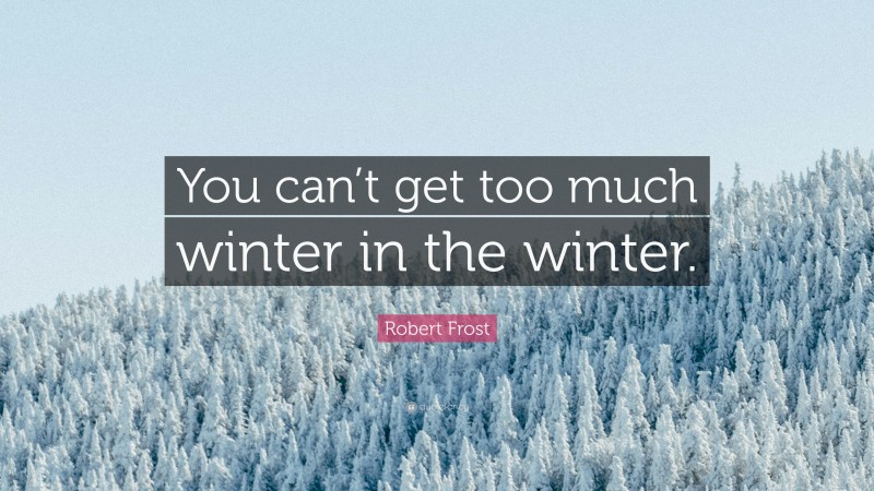 Robert Frost Quote: “You can’t get too much winter in the winter.”