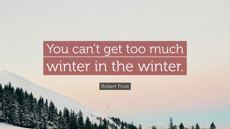 Robert Frost Quote: “You can’t get too much winter in the winter.”
