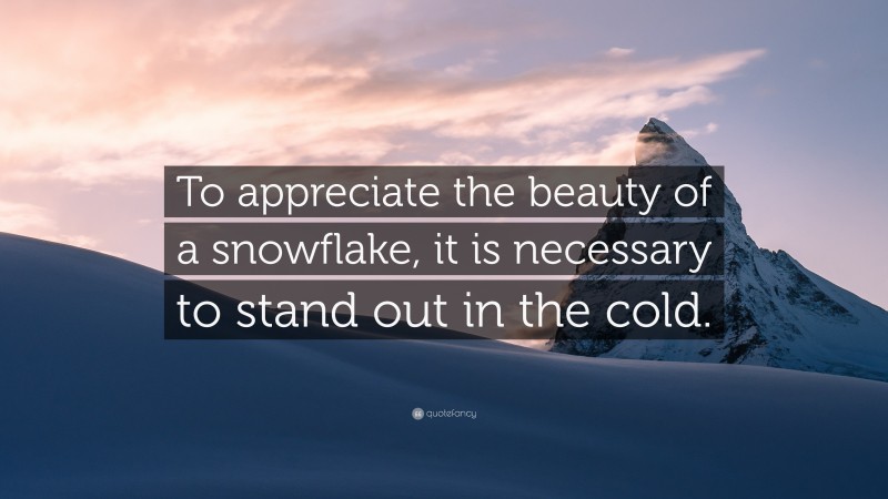 “To appreciate the beauty of a snowflake, it is necessary to stand out in the cold.” — Desktop Wallpaper