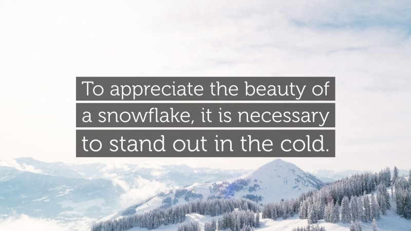 “To appreciate the beauty of a snowflake, it is necessary to stand out in the cold.” — Desktop Wallpaper