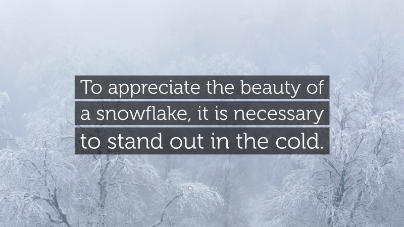 “To appreciate the beauty of a snowflake, it is necessary to stand out in the cold.” — Desktop Wallpaper