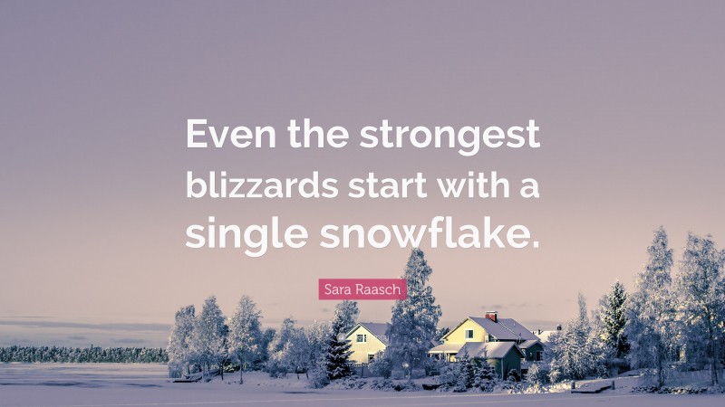 Sara Raasch Quote: “Even the strongest blizzards start with a single snowflake.”