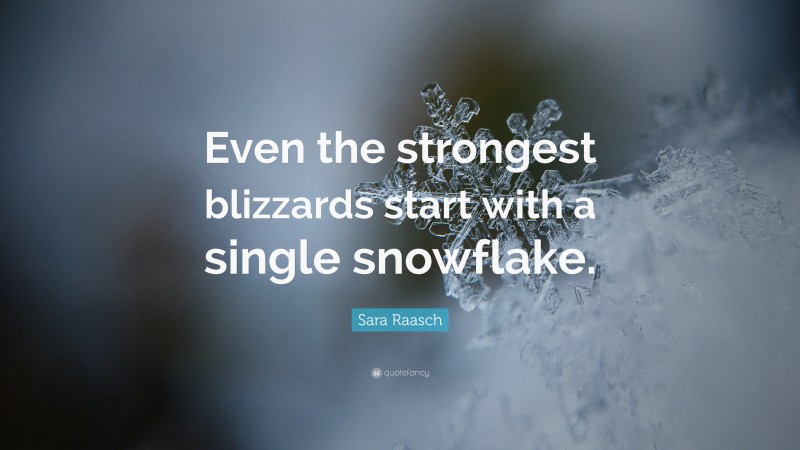 Sara Raasch Quote: “Even the strongest blizzards start with a single snowflake.”