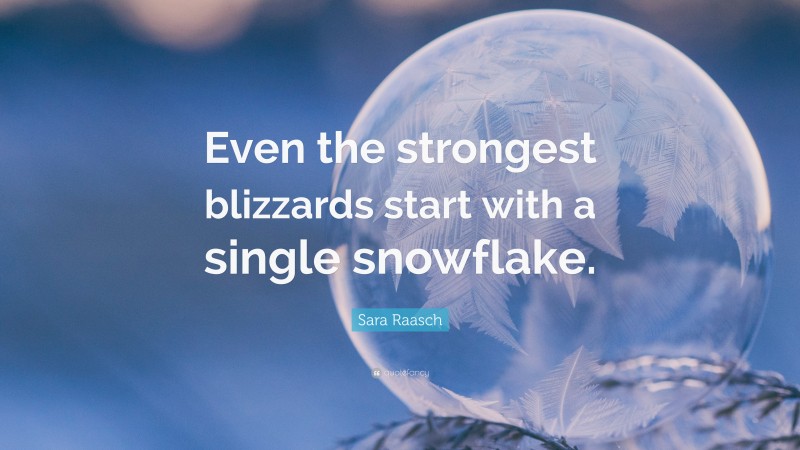 Sara Raasch Quote: “Even the strongest blizzards start with a single snowflake.”