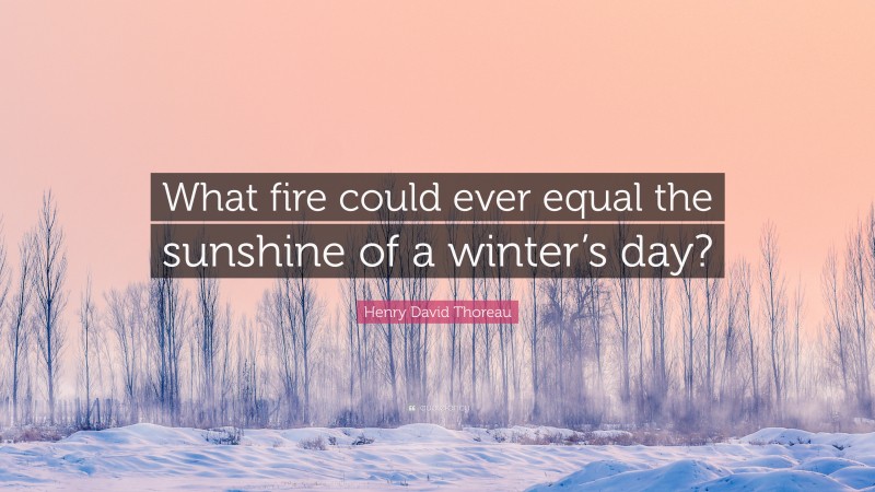 Henry David Thoreau Quote: “What fire could ever equal the sunshine of a winter’s day?”