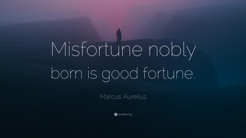 Marcus Aurelius Quote: “Misfortune nobly born is good fortune.”