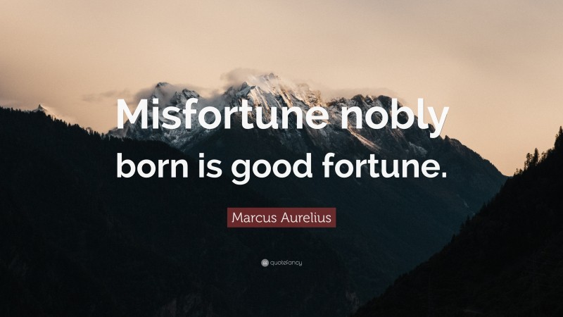 Marcus Aurelius Quote: “Misfortune nobly born is good fortune.”