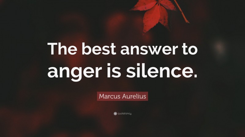 Marcus Aurelius Quote: “The best answer to anger is silence.”
