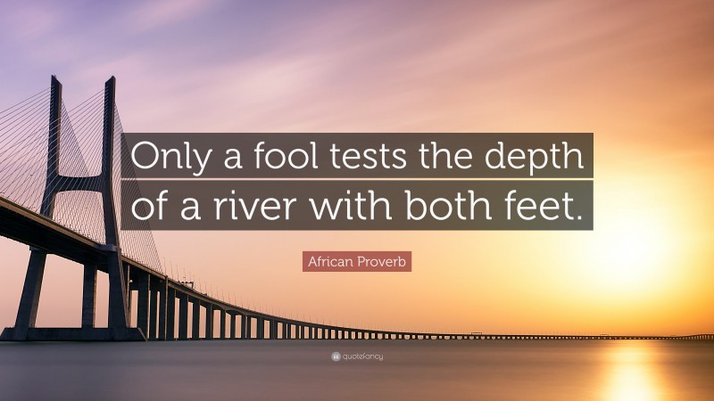 African Proverb Quote: “Only a fool tests the depth of a river with both feet.”