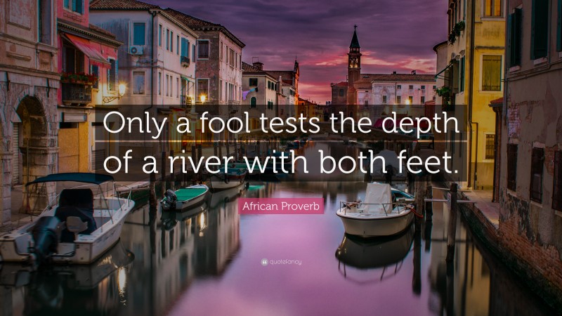 African Proverb Quote: “Only a fool tests the depth of a river with both feet.”