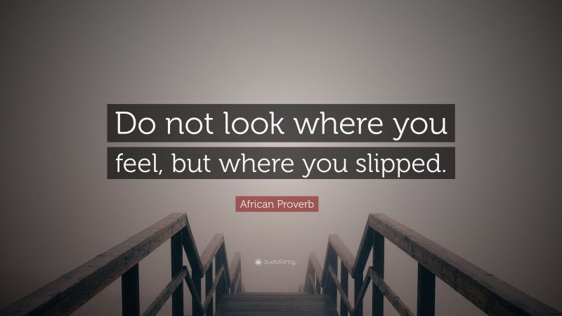 African Proverb Quote: “Do not look where you feel, but where you slipped.”