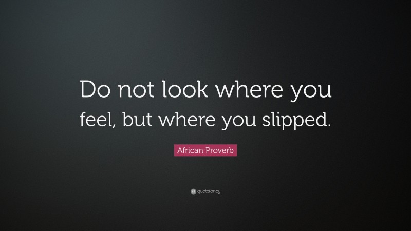 African Proverb Quote: “Do not look where you feel, but where you slipped.”