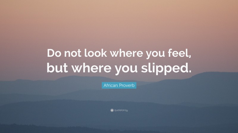 African Proverb Quote: “Do not look where you feel, but where you slipped.”