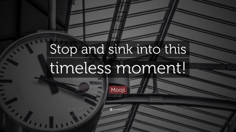 Mooji Quote: “Stop and sink into this timeless moment!”