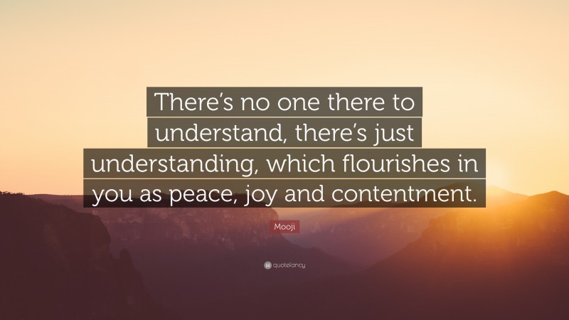Mooji Quote: “There’s no one there to understand, there’s just understanding, which flourishes in you as peace, joy and contentment.”