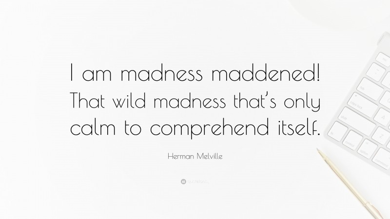 Herman Melville Quote: “I am madness maddened! That wild madness that’s only calm to comprehend itself.”