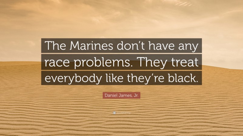 Daniel James, Jr. Quote: “The Marines don’t have any race problems. They treat everybody like they’re black.”