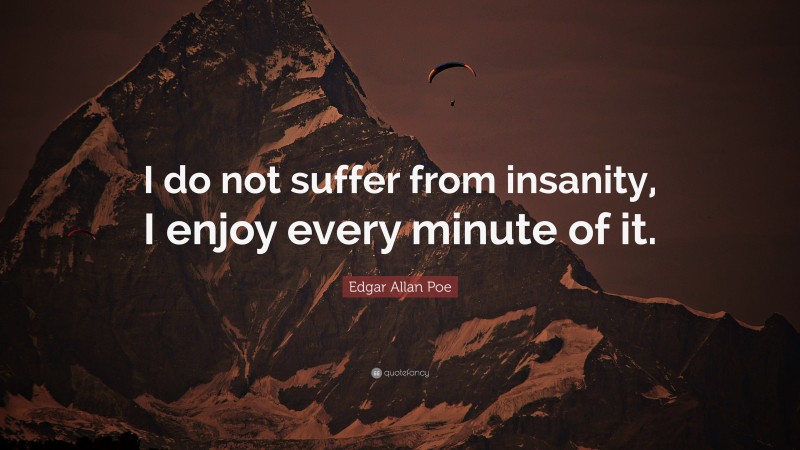 Edgar Allan Poe Quote: “I do not suffer from insanity, I enjoy every minute of it.”